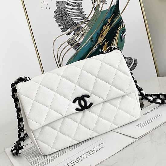 Chanel Klappentasche Weiß AS2303