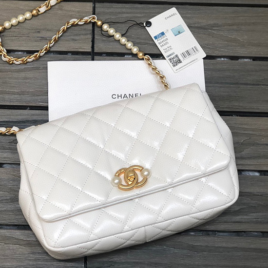 Chanel Kleine Klappentasche Weiß AS3001