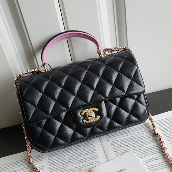 Chanel Kleine Umhängetasche Mit Klappe Schwarz AS2431