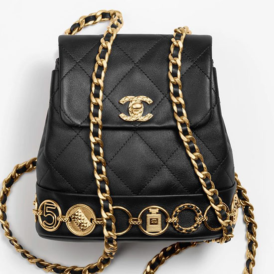 Chanel Kleiner Rucksack Aus Kalbsleder Schwarz AS4275