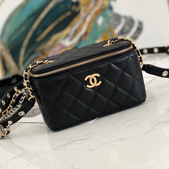 Chanel Kosmetiktasche Mit Kette Schwarz Ap81178