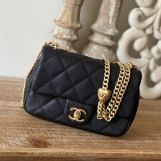 Chanel Leder Mini Flap Bag Schwarz AS3828