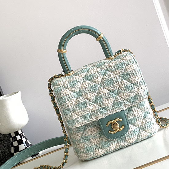 Chanel Mini-Klappentasche Mit Oberem Griff Blau AS4035