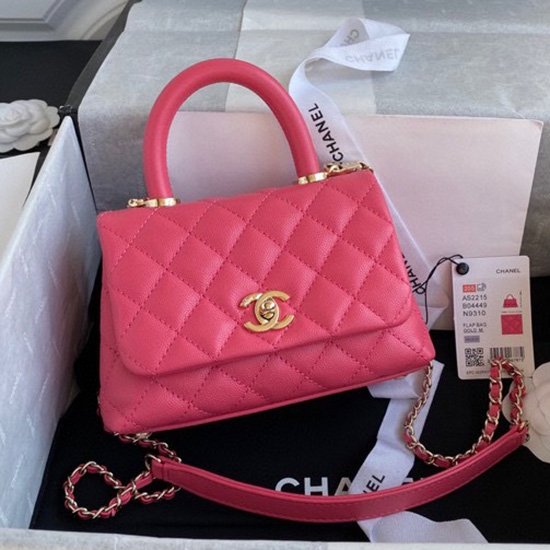 Chanel Mini-Klappentasche Mit Oberem Griff Rosa AS2215