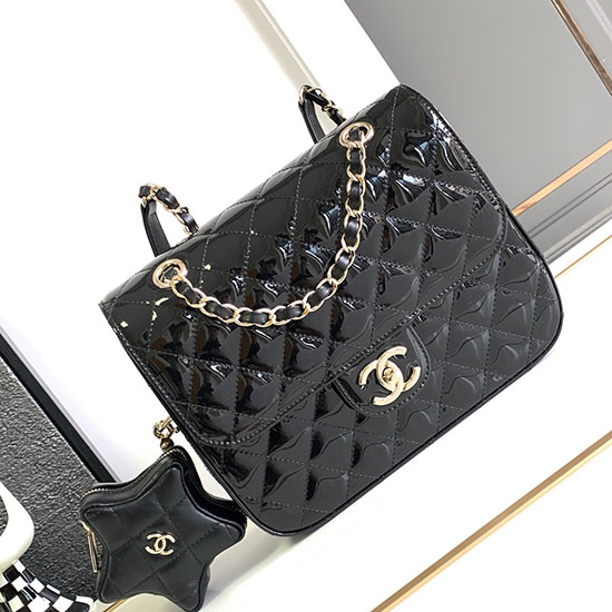 Chanel-Rucksack Und Star-Geldbörse Schwarz AS4649