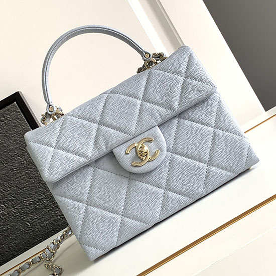 Chanel-Schultertasche Aus Gekörntem Kalbsleder Blau AS47111