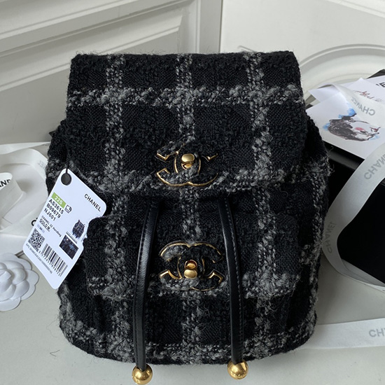 Chanel Tweed Rucksack Schwarz AS3615