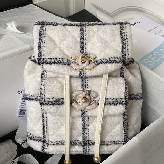 Chanel Tweed Rucksack Weiß AS3615