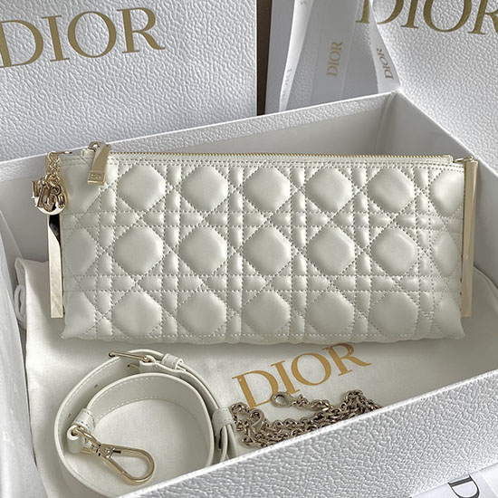 Dior Cannage Club-Tasche Aus Lammleder Weiß M2252