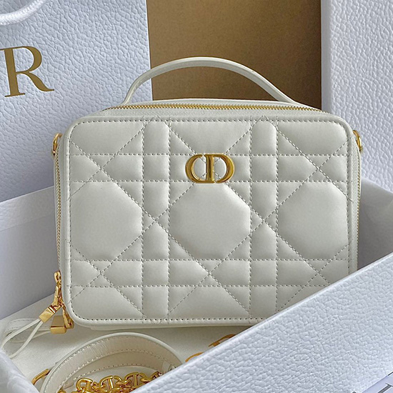 Dior Caro Box Bag Mit Kette Weiß D7301