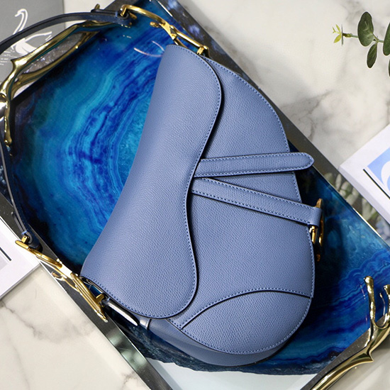 Dior Satteltasche Aus Genarbtem Kalbsleder Blau M9001