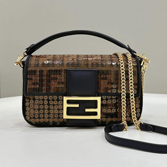 Fendi Baguette Minitasche Mit Pailletten F8623s