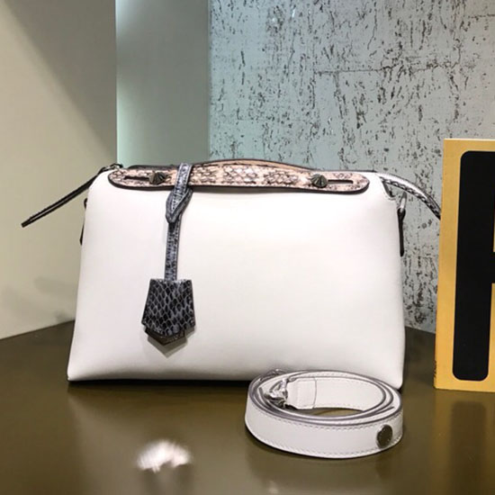 Fendi übrigens Reguläre Boston-Tasche Weiß F871491