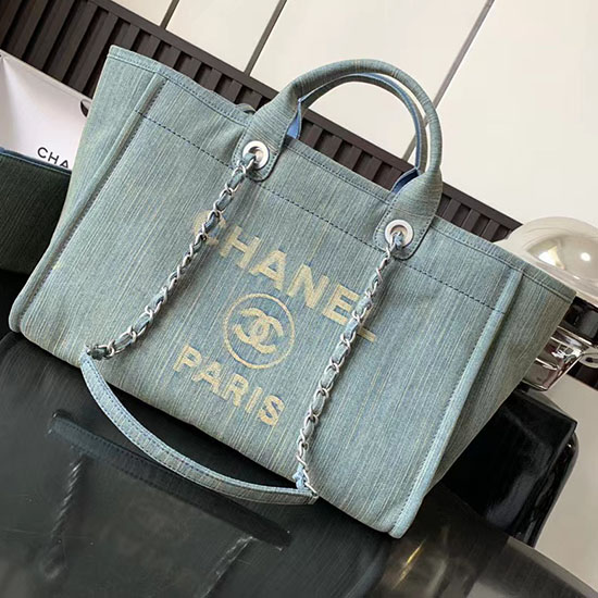 Große Chanel Denim-Einkaufstasche AS06282