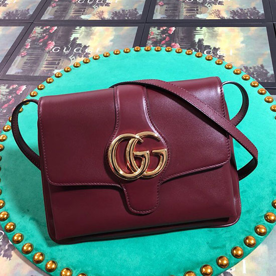 Gucci Arli Mittelgroße Leder-Umhängetasche Burgund 550126