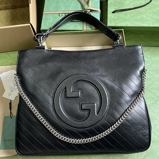 Gucci Blondie Mittelgroße Einkaufstasche Schwarz 751516