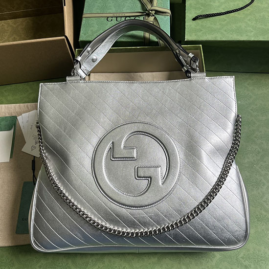 Gucci Blondie Mittelgroße Einkaufstasche Silber 751516