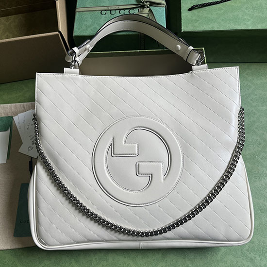 Gucci Blondie Mittelgroße Einkaufstasche Weiß 751516