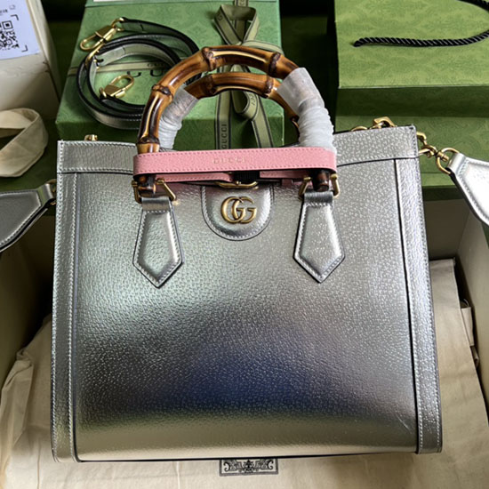 Gucci Diana Kleine Einkaufstasche Silber 702721