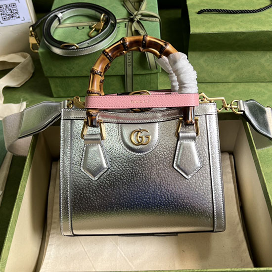 Gucci Diana Mini-Einkaufstasche Silber 702732