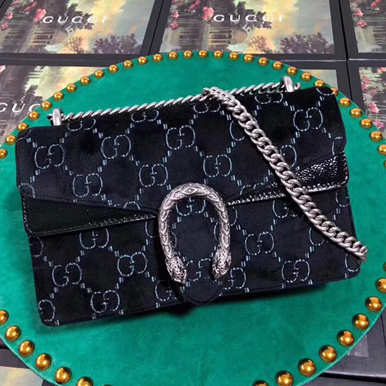 Gucci Dionysus GG Samt Kleine Umhängetasche Schwarz 400249