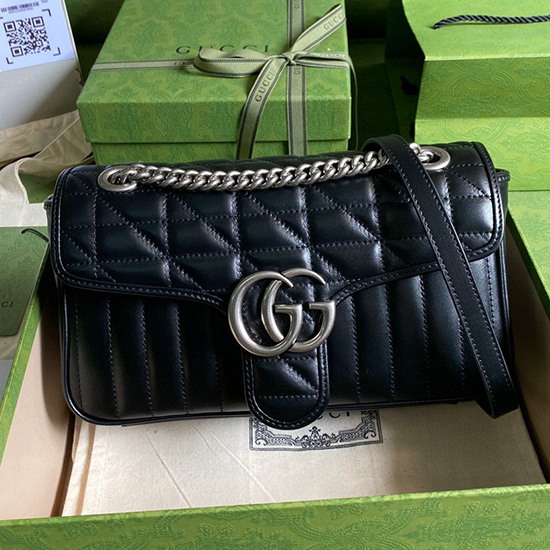 Gucci GG Marmont Kleine Umhängetasche Schwarz 443497