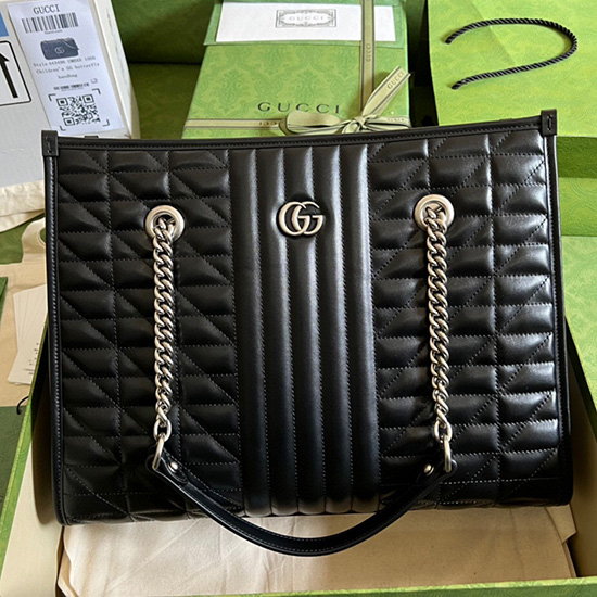 Gucci GG Marmont Mittelgroße Einkaufstasche Schwarz 675796