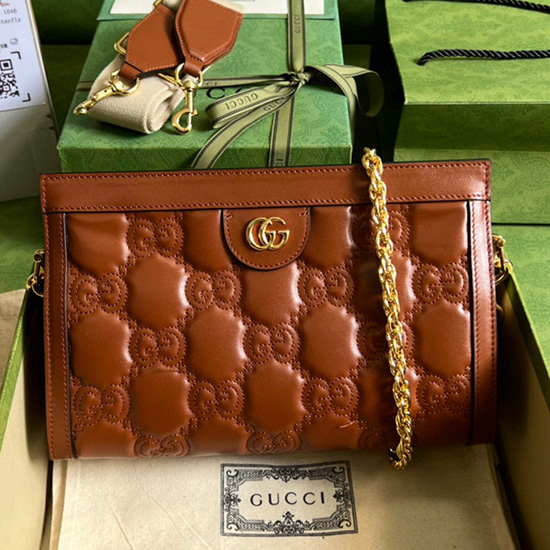 Gucci GG Matelasse Leder Kleine Tasche Braun 702200