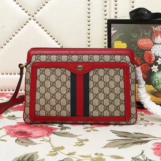 Gucci GG Supreme Mittelgroße Umhängetasche Rot 523354