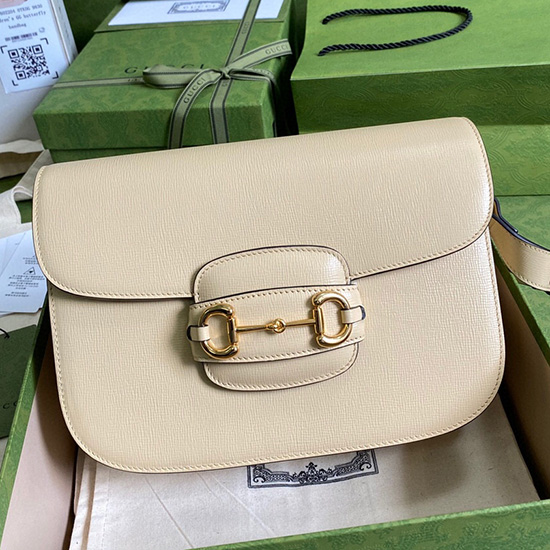 Gucci Horsebit 1955 Kleine Umhängetasche Aus Leder Weiß 602204