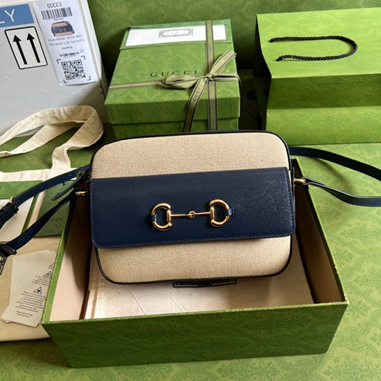 Gucci Horsebit 1955 Kleine Umhängetasche Blau 645454