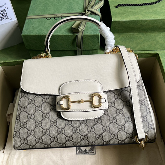 Gucci Horsebit 1955 Mittelgroße Tasche Weiß 702049