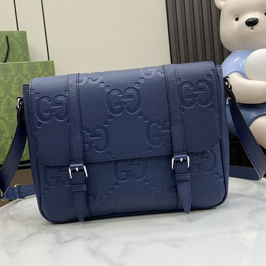 Gucci Jumbo GG Mittelgroße Umhängetasche Blau 760234