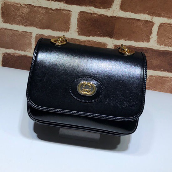 Gucci Leder Mini-Umhängetasche Schwarz 576423