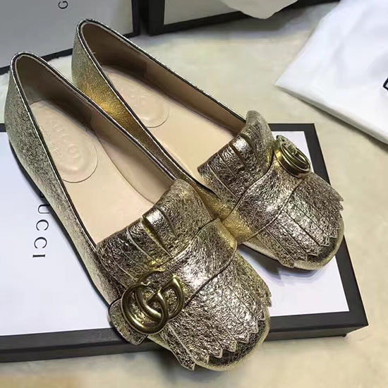 Gucci Metallic-Lederballerina Gold 453373