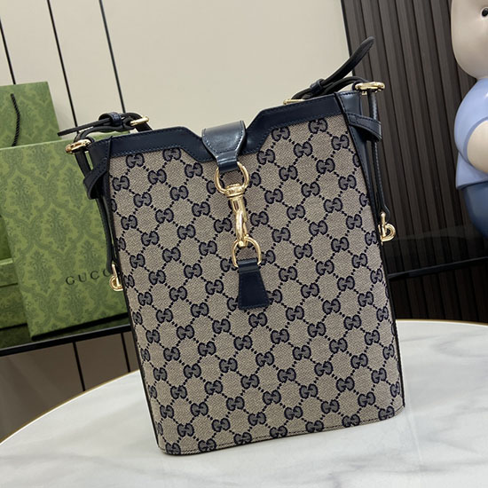 Gucci Mittelgroße Eimer-Umhängetasche Blau 782911