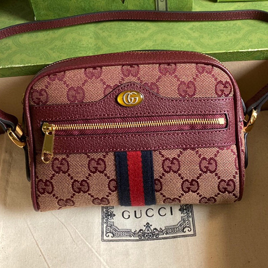 Gucci Ophidia Mini-Tasche Mit Web-Burgund 517350