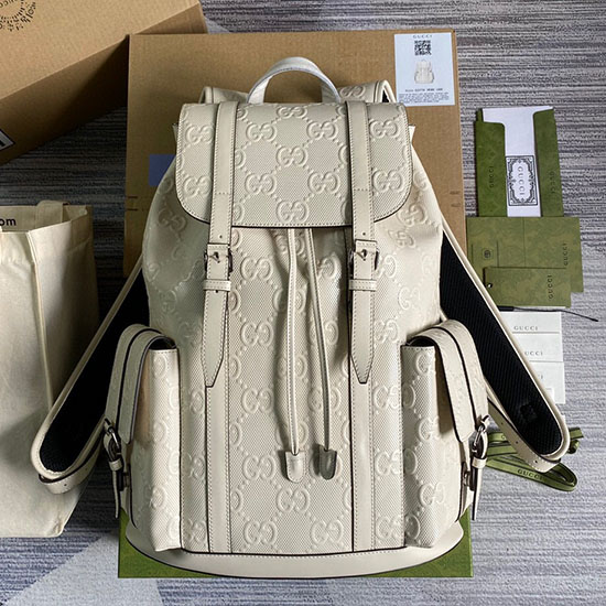 Gucci Rucksack Mit GG-Prägung Weiß 625770