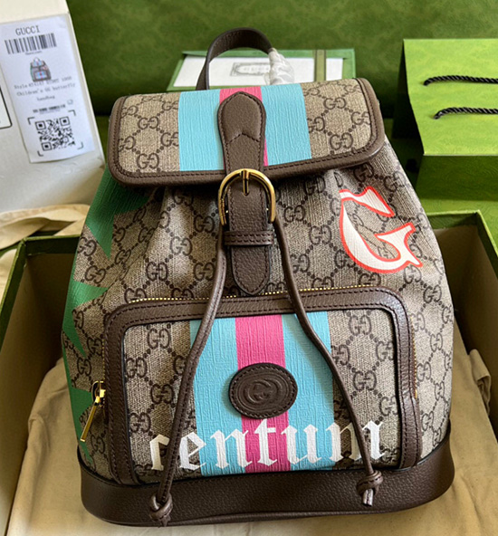 Gucci-Rucksack Mit Geometrischem Druck Und Ineinandergreifendem GG 674147