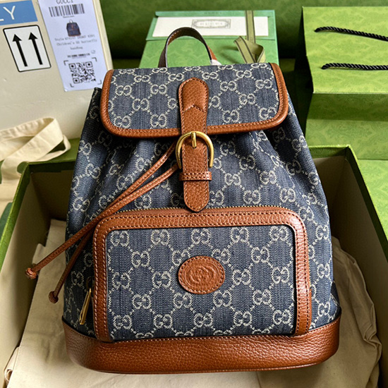 Gucci-Rucksack Mit Ineinandergreifendem G-Blau 674147