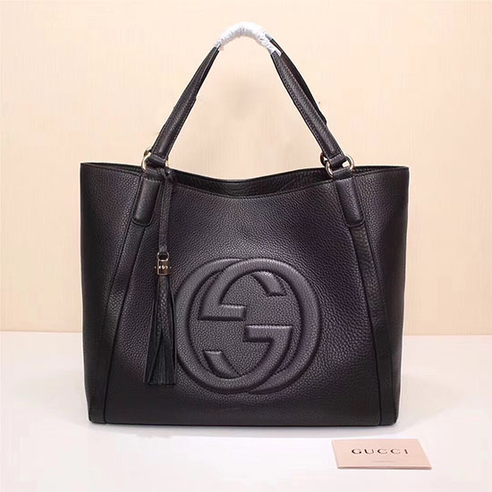 Gucci Soho Leder Mittlere Einkaufstasche Schwarz 282309