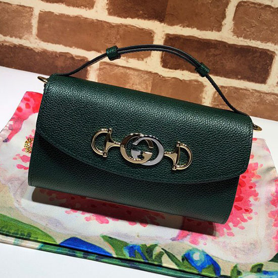 Gucci Zumi Mini-Umhängetasche Aus Genarbtem Leder Grün 564718