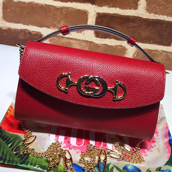 Gucci Zumi Mini-Umhängetasche Aus Genarbtem Leder Rot 564718