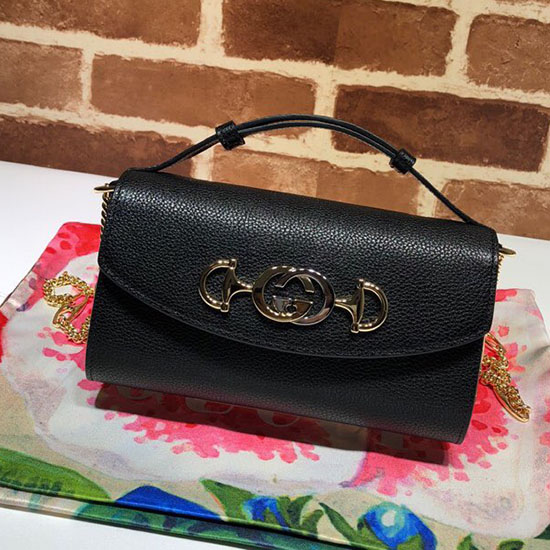 Gucci Zumi Mini-Umhängetasche Aus Genarbtem Leder Schwarz 564718