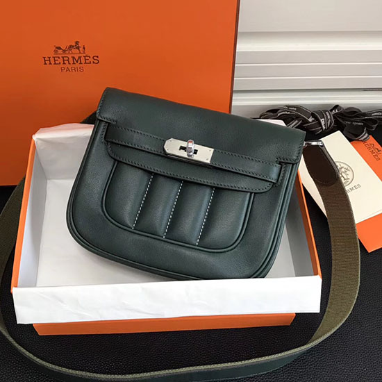 Hermes Berline Tasche Aus Grünem Swift-Leder H90081