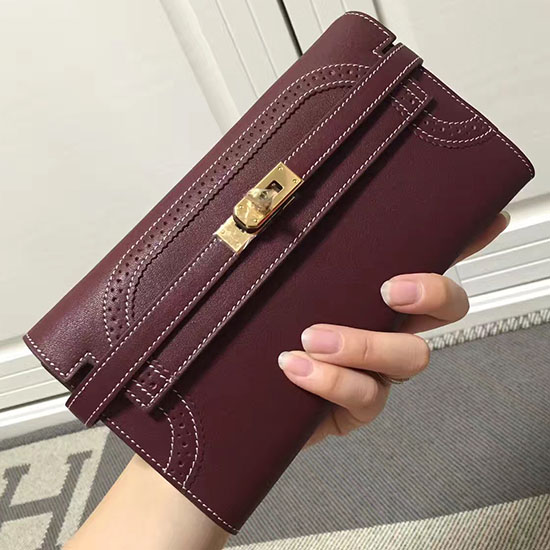 Hermes Kelly Clutch Aus Fuchsiafarbenem Swift-Leder Hk1210