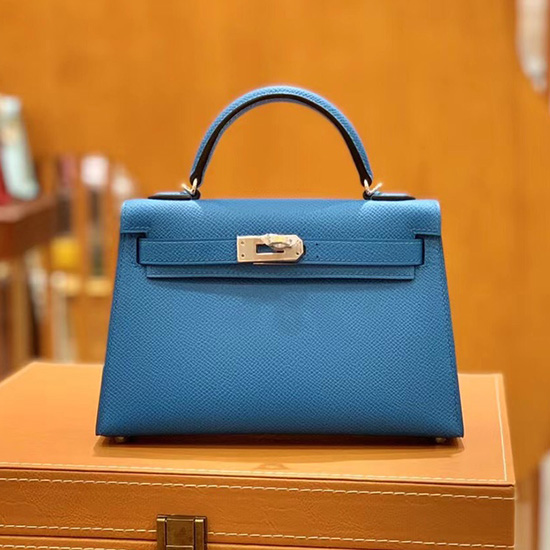 Hermes Mini Kelly II Tasche Blau Sansibar H82401