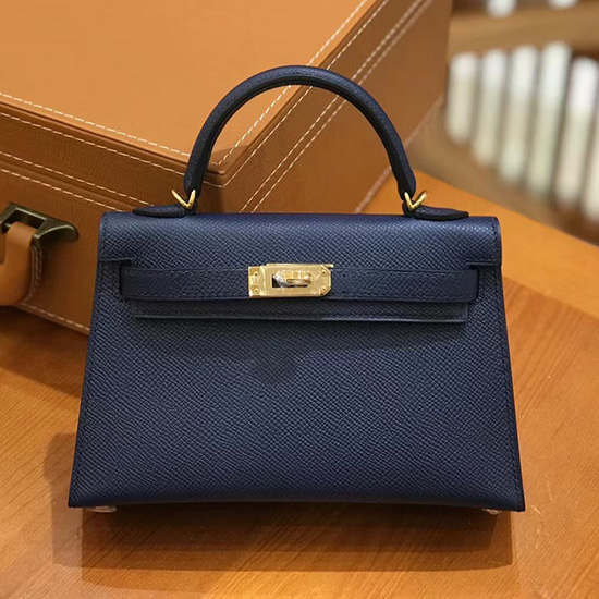 Hermes Mini Kelly II Tasche Blau Saphir H82401