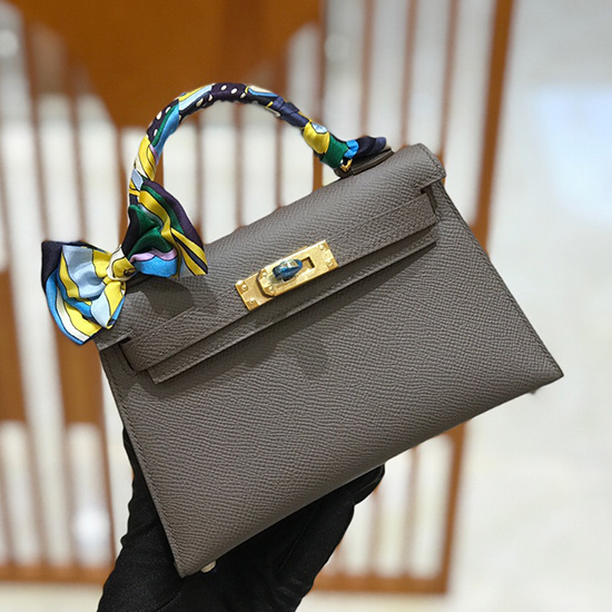 Hermes Mini Kelly II Tasche Etain H82401