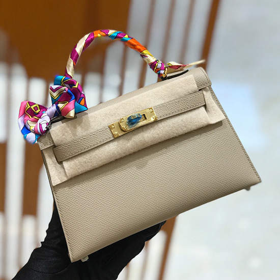 Hermes Mini Kelly II Tasche Grau Tourterelle H82401